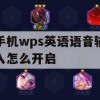 手机WPS英语语音输入开启攻略