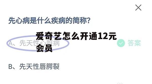 爱奇艺怎么开通12元会员(爱奇艺15元怎么开通)