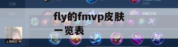 fly的fmvp皮肤一览表(fly的fmvp皮肤有哪些)