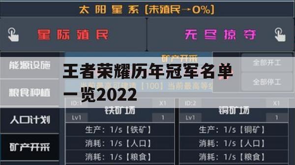 王者荣耀历年冠军名单一览2022