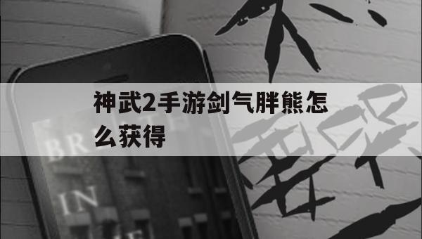 游戏攻略，神武2手游剑气胖熊获得方法详解