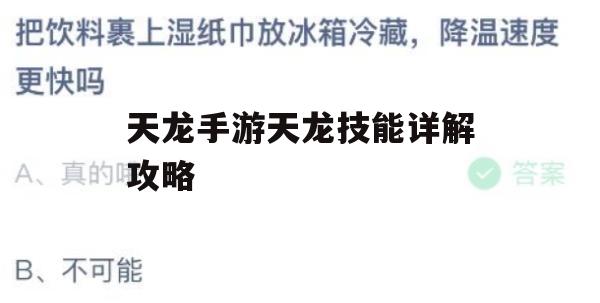 天龙手游天龙技能详解攻略