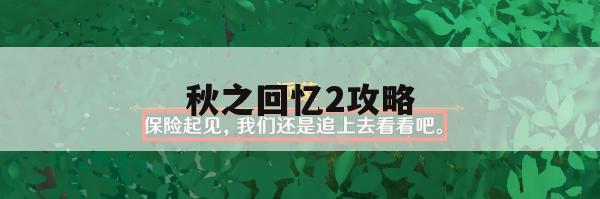 秋之回忆2攻略，追寻记忆的轨迹