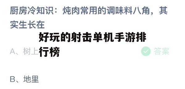 游戏攻略，热门射击单机手游推荐榜